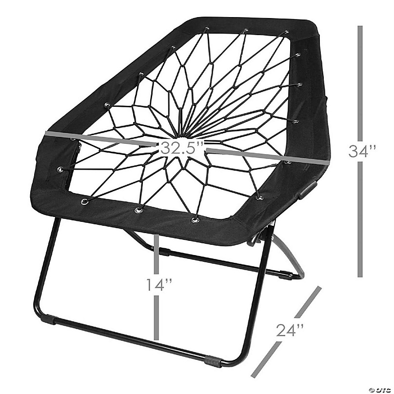 Bunjo Chair Bungee Chair Hex (Black). Great for College, Teens, Kids,  Sporting Events