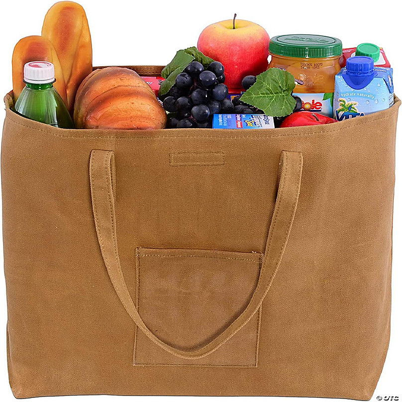 Zenpac Washable Kraft Tote Bag Double Stitched for Multi-Purpose Use Grocery Eco Friendly Recyclable Durable Heavy-Duty Reusable Shopping Bag