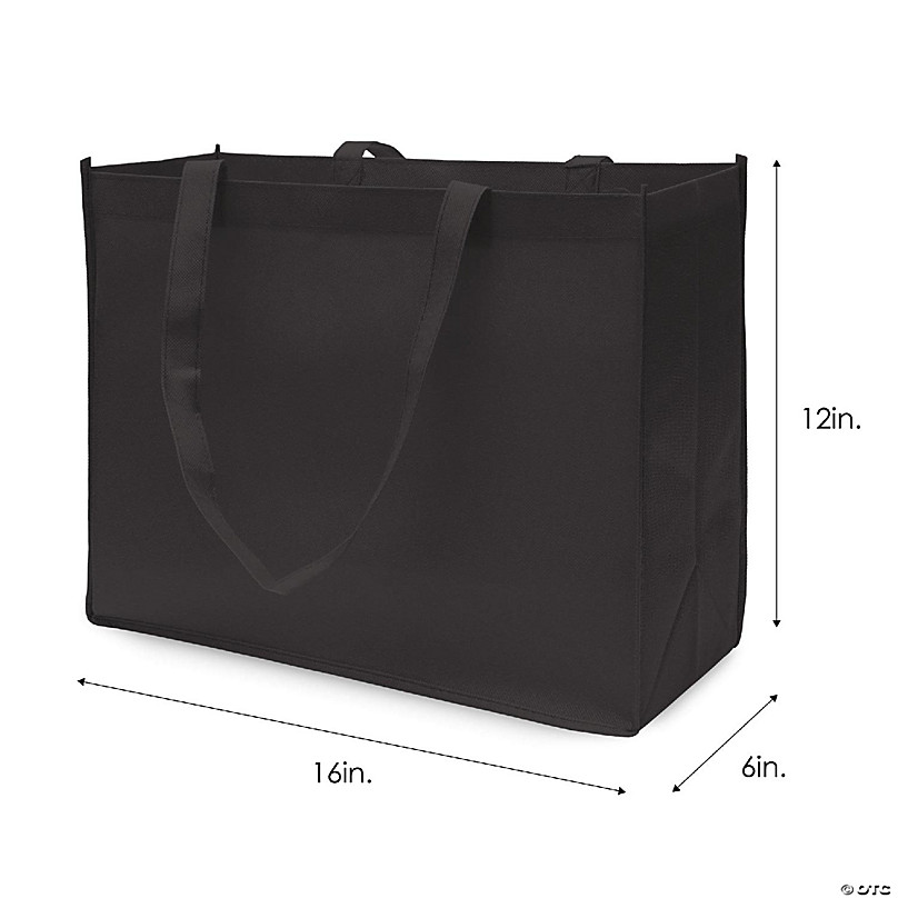 Zenpac - Black Reusable Cotton Canvas Tote Bags with Comfortable Shoulder  Handles 2 Pcs 16x16x5 