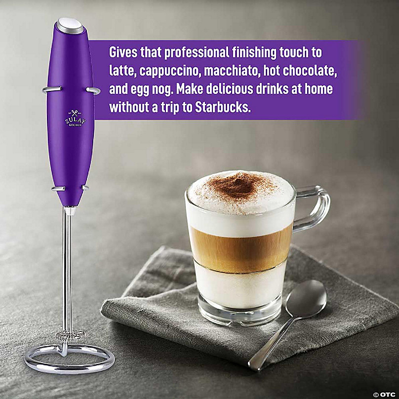 Zulay Kitchen Handheld Milk Frother Perfect for Lattes, Cappuccinos and  More - Milk Boss - Purple