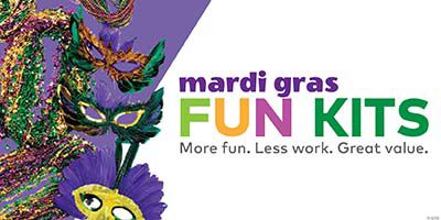 Mardi Gras Fun Kits. More Fun. Less Work. Great Value