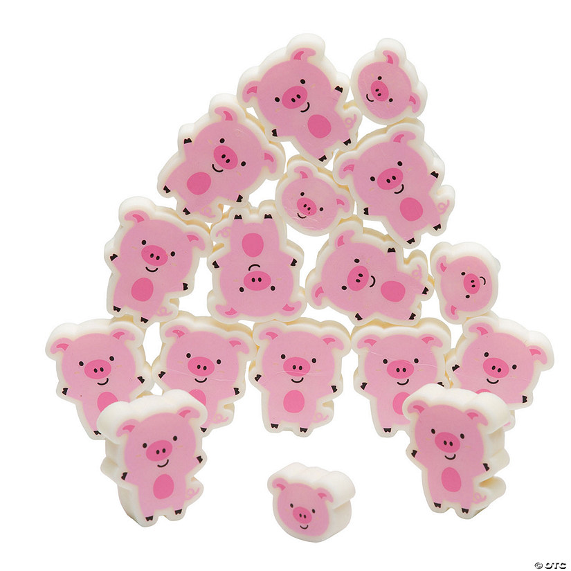 1" &amp;#8211; 1 1/2" Pink Plastic Pigs Stacking Game Set - 20 Pc. Image