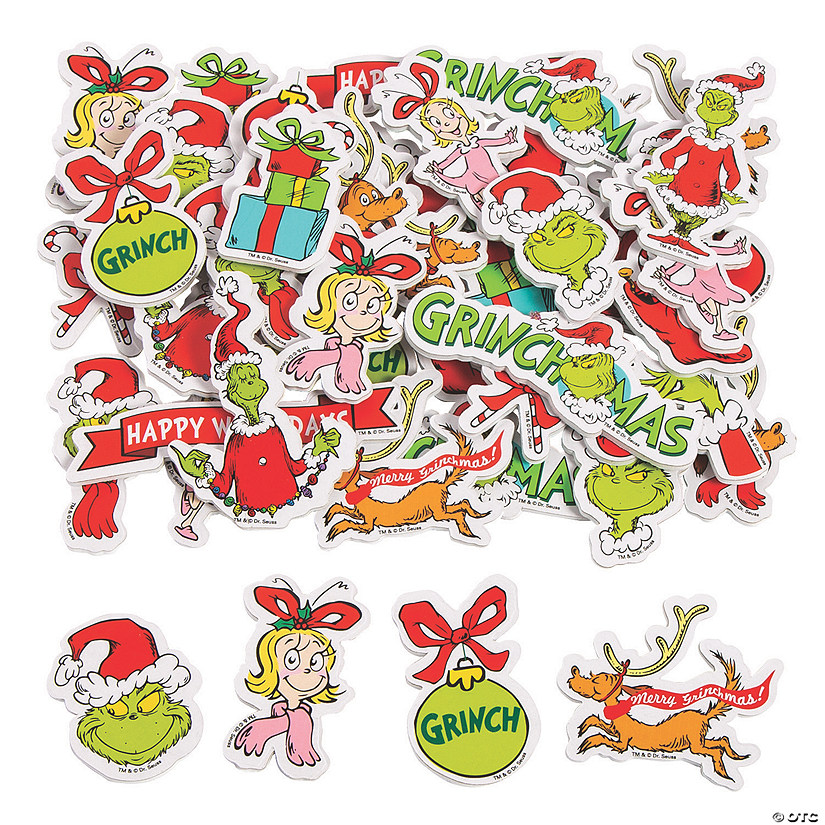 1 1/2" - 3 3/4" Bulk 72 Pc. Dr. Seuss&#8482; The Grinch Self-Adhesive Foam Shapes Image