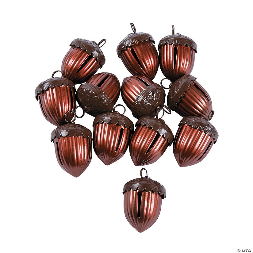 1 1/2" Acorn-Shaped Brown Metal Jingle Bells - 12 Pc. Image