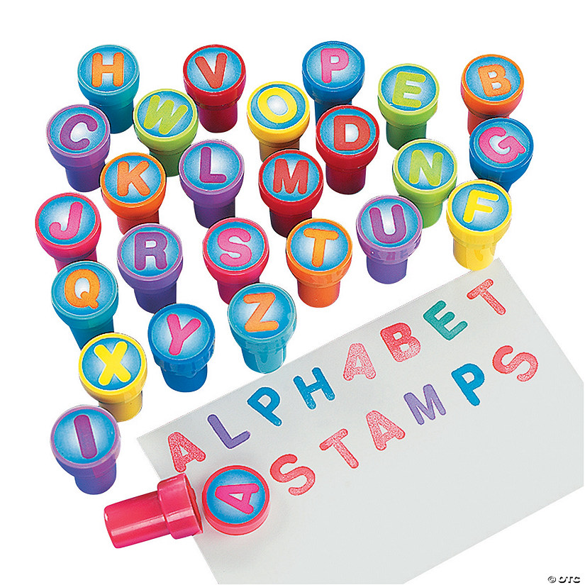 1 1/2" Alphabet Letter Multicolor Plastic Stampers - 26 Pc. Image