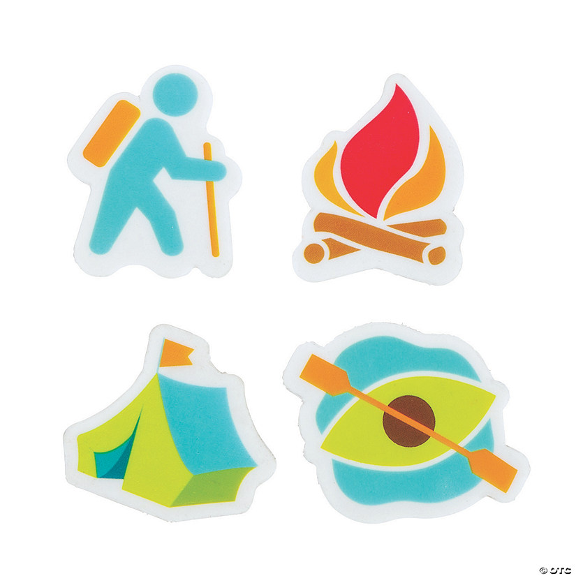 1 1/2" Assorted Camp Icons Rubber Erasers - 24 Pc. Image