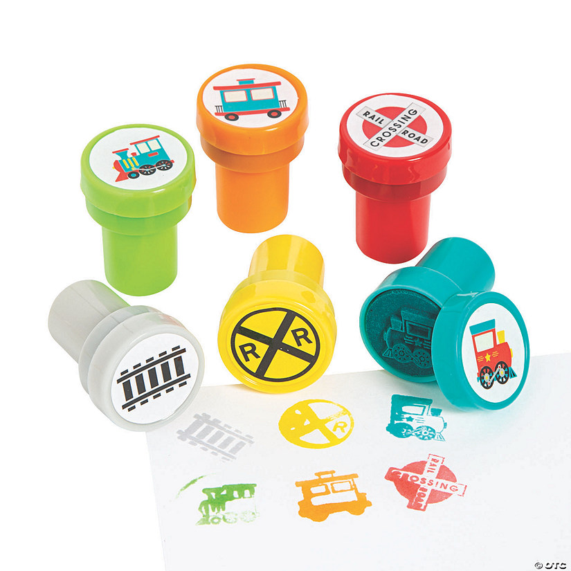 1 1/2" Assorted Train Symbols Plastic Stampers - 24 Pc. Image