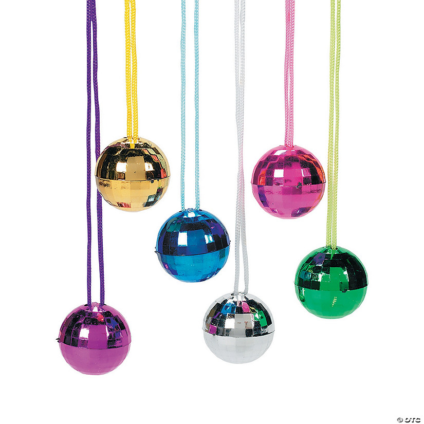 1 1/2" Bright Colors Disco Ball Necklaces Assortment - 12 Pc. Image
