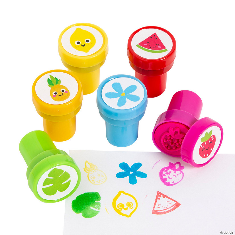 1 1/2" Bright Colors Fun Fruit Plastic Stampers - 24 Pc. Image