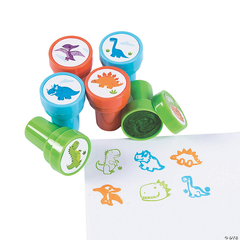 1 1/2" Bright Colors Trendy Dinosaur Figures Plastic Stampers - 24 Pc. Image