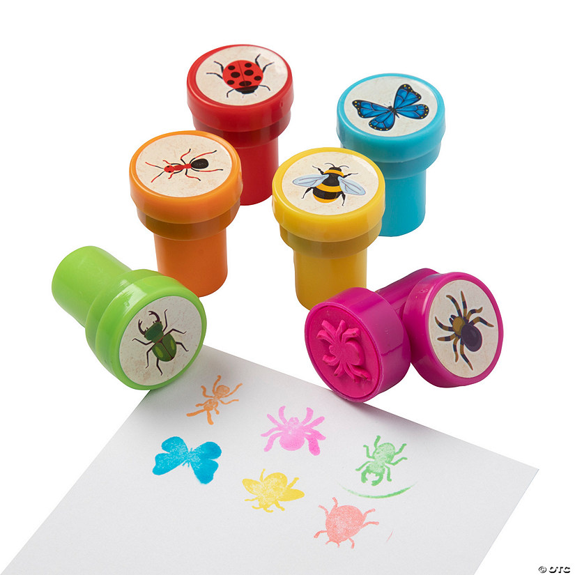 1 1/2&quot; Bug Self-Inking Bright Color Plastic Stampers - 24 Pc. Image