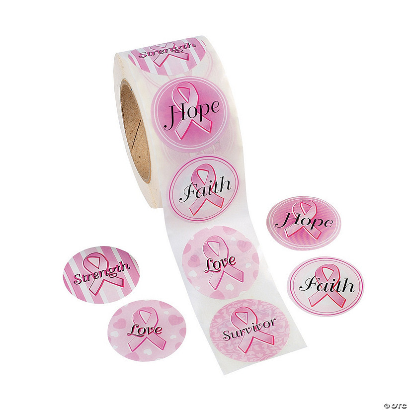 1 1/2" Bulk 500 Pc. Breast Cancer Awareness Paper Sticker Roll Image