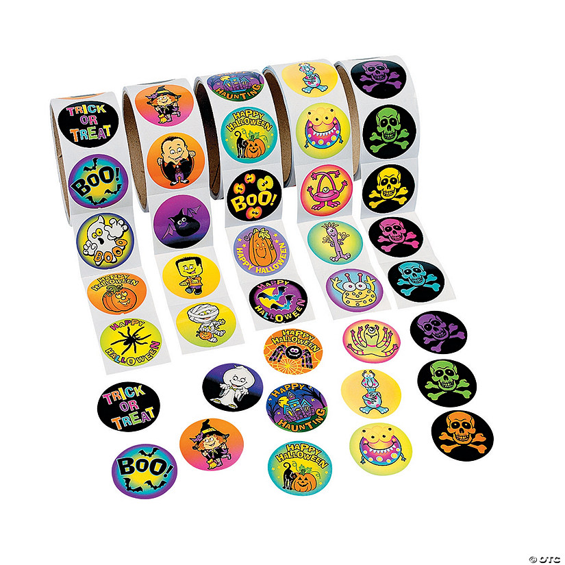 1 1/2" Bulk 500 Pc. Halloween Creatures Roll Sticker Assortment Image