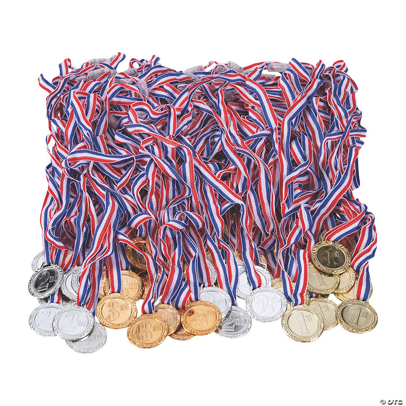 1 1/2" Bulk 72 Pc. 1st, 2nd & 3rd Place Award Medals on 32" Ribbons Image