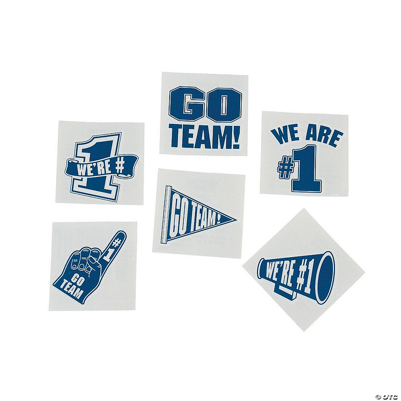 1 1/2" Bulk 72 Pc. Blue Go Team Temporary Tattoos Assortment Image