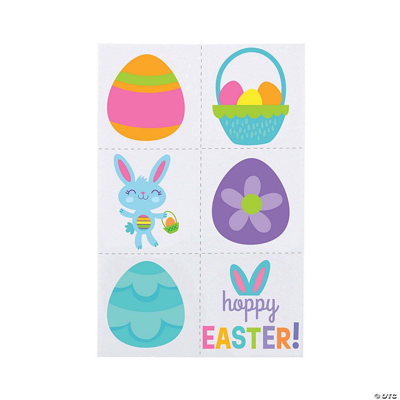 1 1/2" Bulk 72 Pc. Easter Colorful Glitter Temporary Tattoos Image