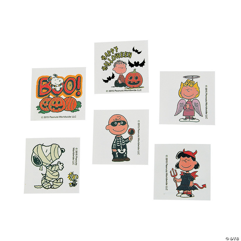 1 1/2" Bulk 72 Pc. Peanuts&#174; Characters Halloween Temporary Tattoos Image