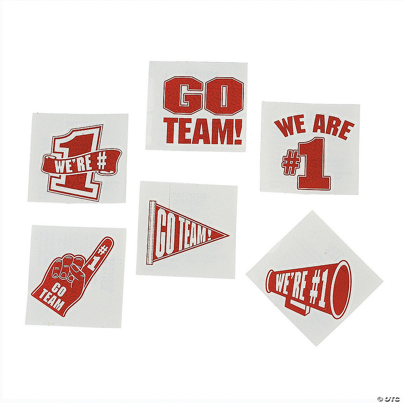 1 1/2" Bulk 72 Pc. Red Go Team Temporary Tattoos Assortment Image