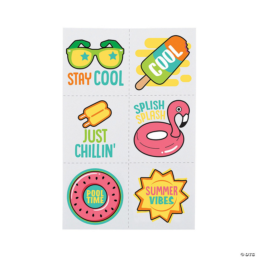 1 1/2" Bulk 72 Pc. Summer Fun Temporary Tattoos Assortment Image
