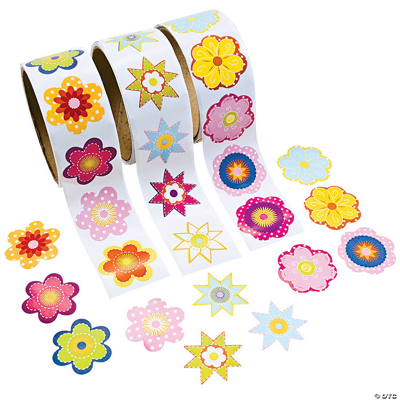 1 1/2" Bulk Flower Paper Rolls of Stickers Assortment - 300 Pc. Image