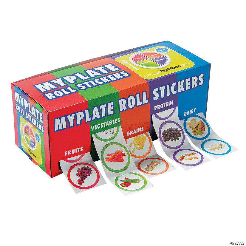 1 1/2" Bulk MyPlate Food Groups Multicolor Paper Rolls of Stickers - 500 Pc. Image