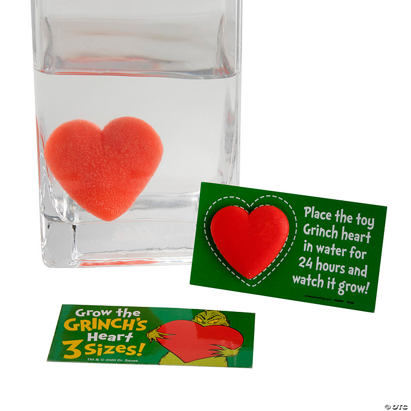 1 1/2" Bulk Watch it Grow Dr. Seuss&#8482; The Grinch Hearts Water Toys with Card for 48 Image