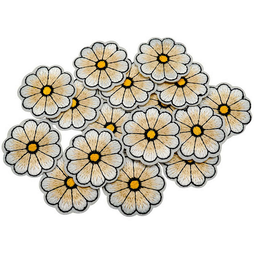 1 1/2" Champagne Daisy Flower Iron On Patch 72 Pack Image