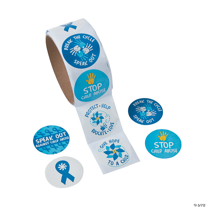 1 1/2" Child Abuse Awareness Paper Sticker Roll - 100 Pc. Image