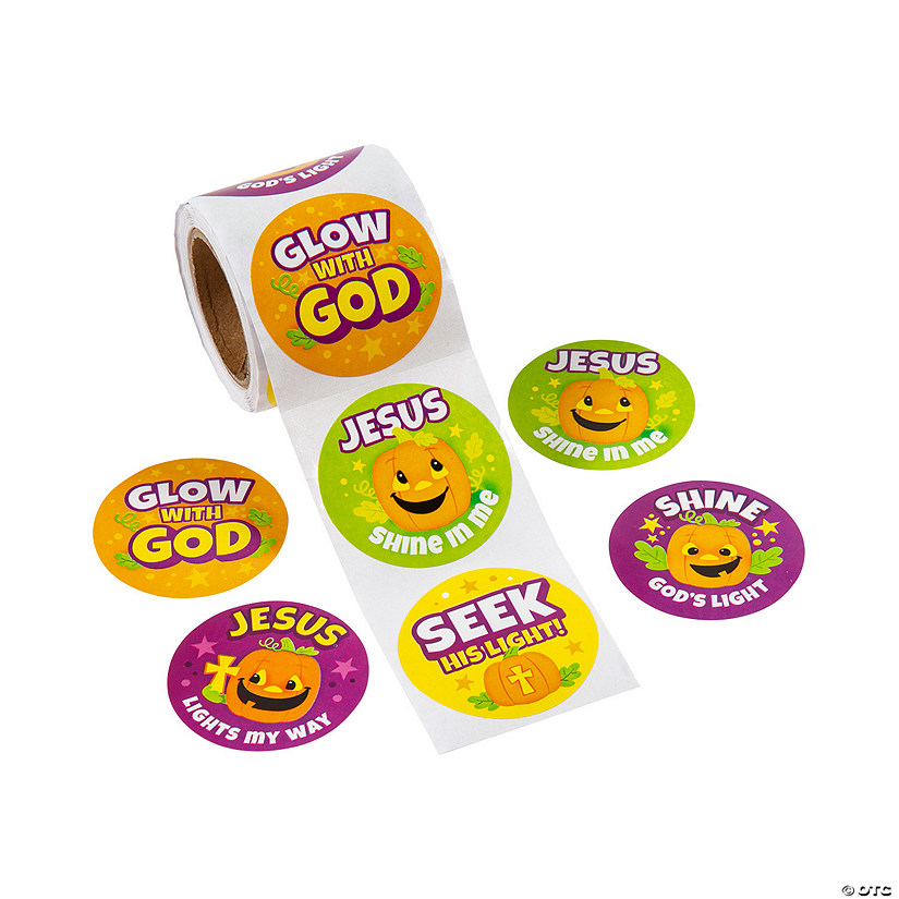 1 1/2" Christian Pumpkin Halloween Paper Sticker Roll - 100 Pc. Image