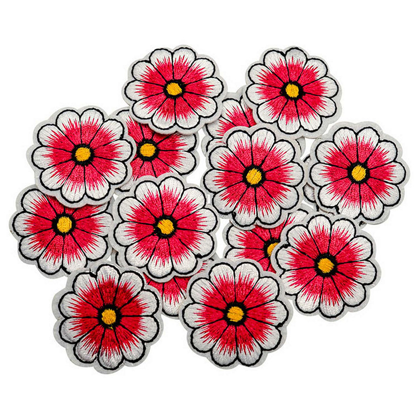 1 1/2" Fuchsia Daisy Flower Iron On Patch 72 Pack Image