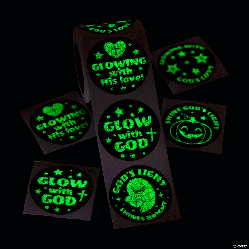 1 1/2" Glow-in-the-Dark Glow with God Sticker Roll - 100 Pc. Image