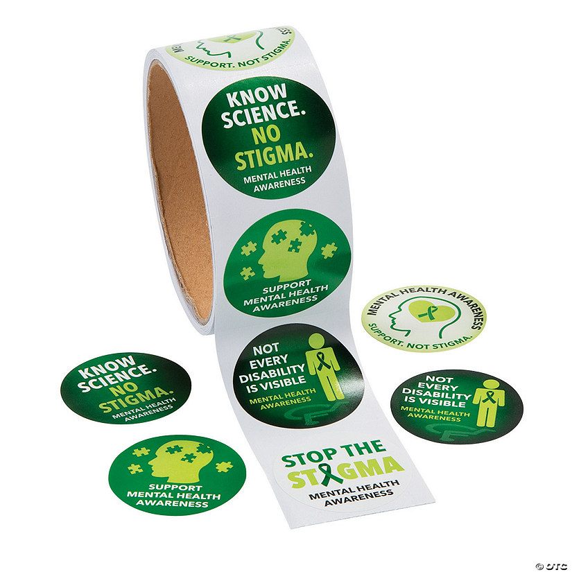 1 1/2" Green Mental Health Awareness Paper Sticker Roll - 100 Pc. Image