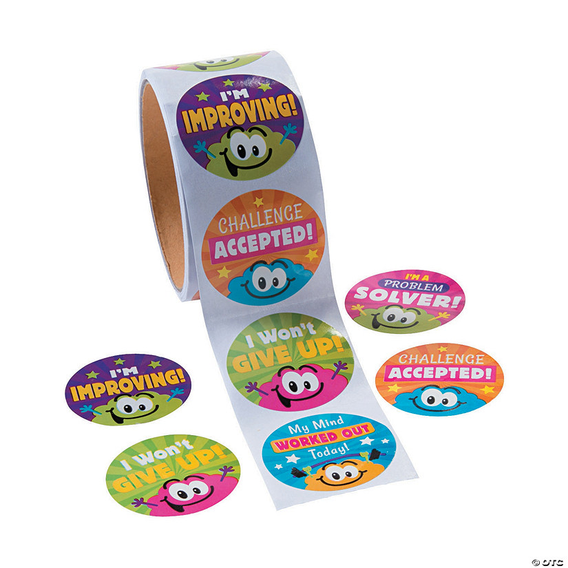 1 1/2" Growth Mindset Multicolor Paper Sticker Roll - 100 Pc. Image