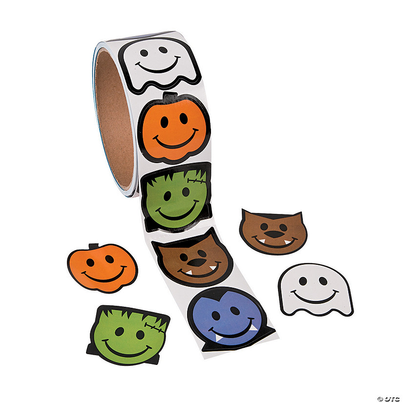 1 1/2" Halloween Classic Monster Face Paper Sticker Roll - 100 Pc. Image