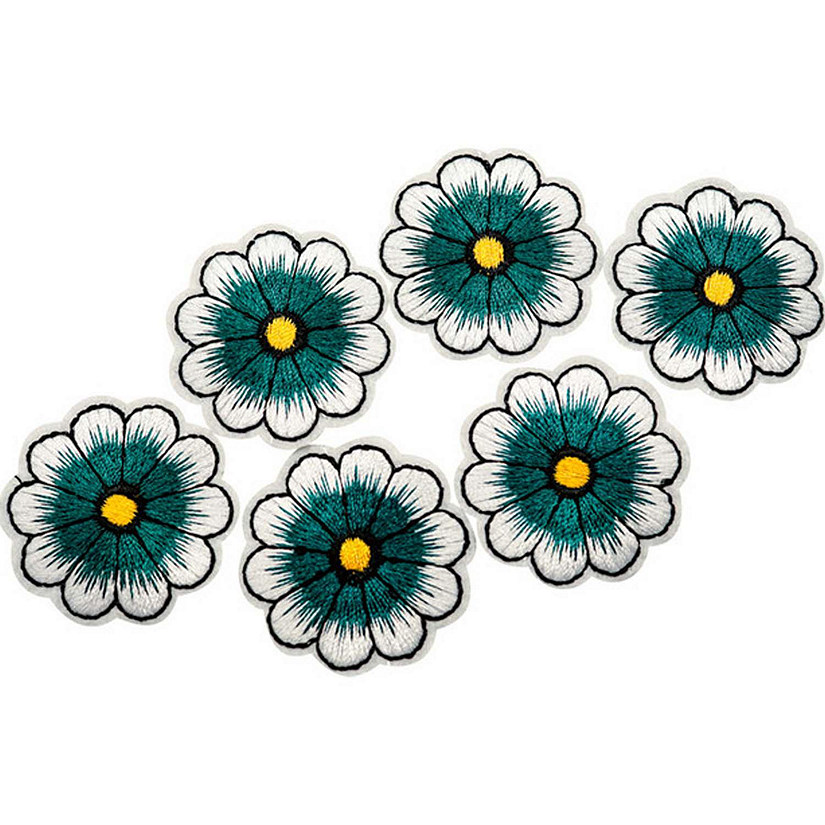 1 1/2" Hunter Green Daisy Flower Iron On Patch 72 Pack Image