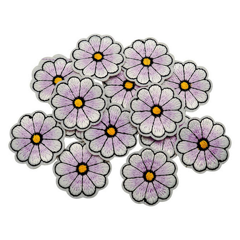 1 1/2" Lavender Daisy Flower Iron On Patch 72 Pack Image