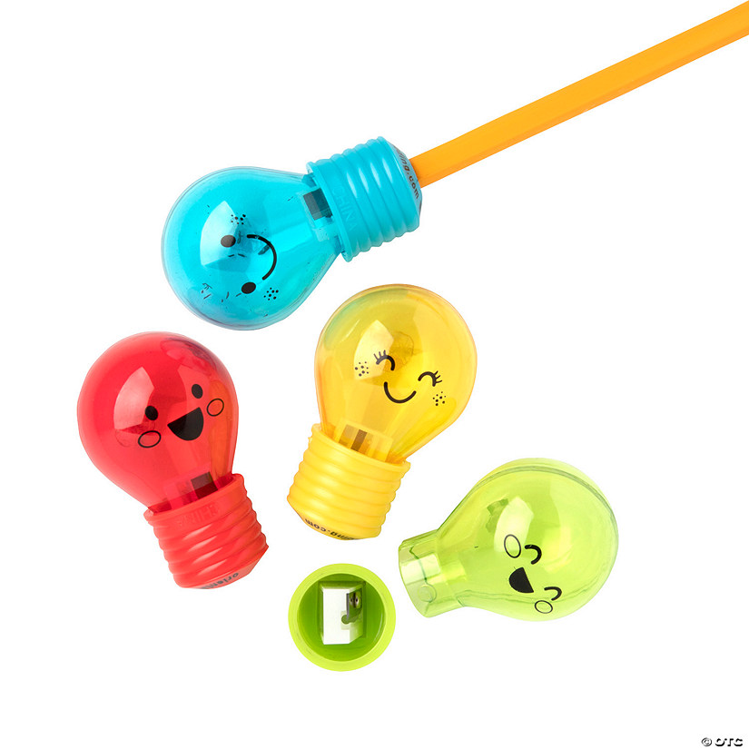 1 1/2" Lightbulb-Shaped Plastic Pencil Sharpeners - 12 Pc. Image