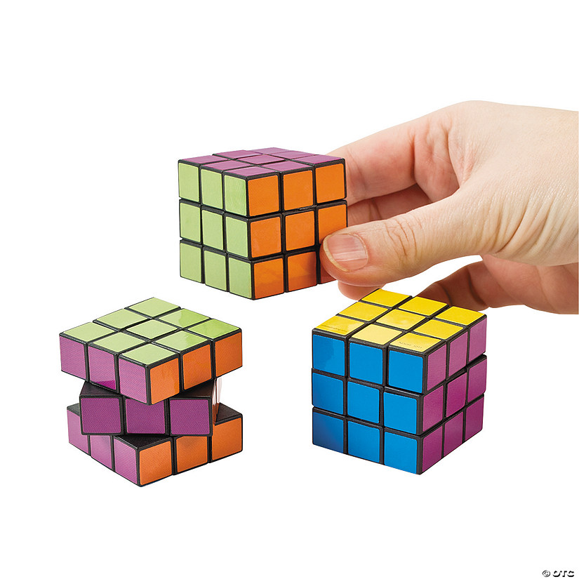 1 1/2" Mini Assorted Bright Colors Plastic Puzzle Cubes - 12 Pc. Image
