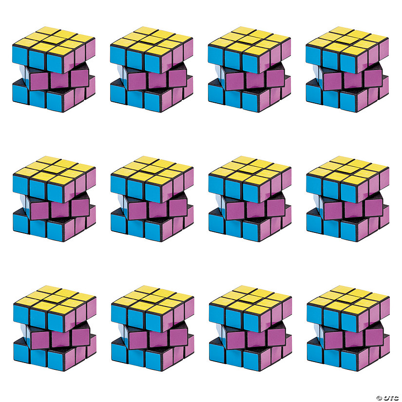 1 1/2&quot; Mini Assorted Bright Colors Plastic Puzzle Cubes - 12 Pc. Image