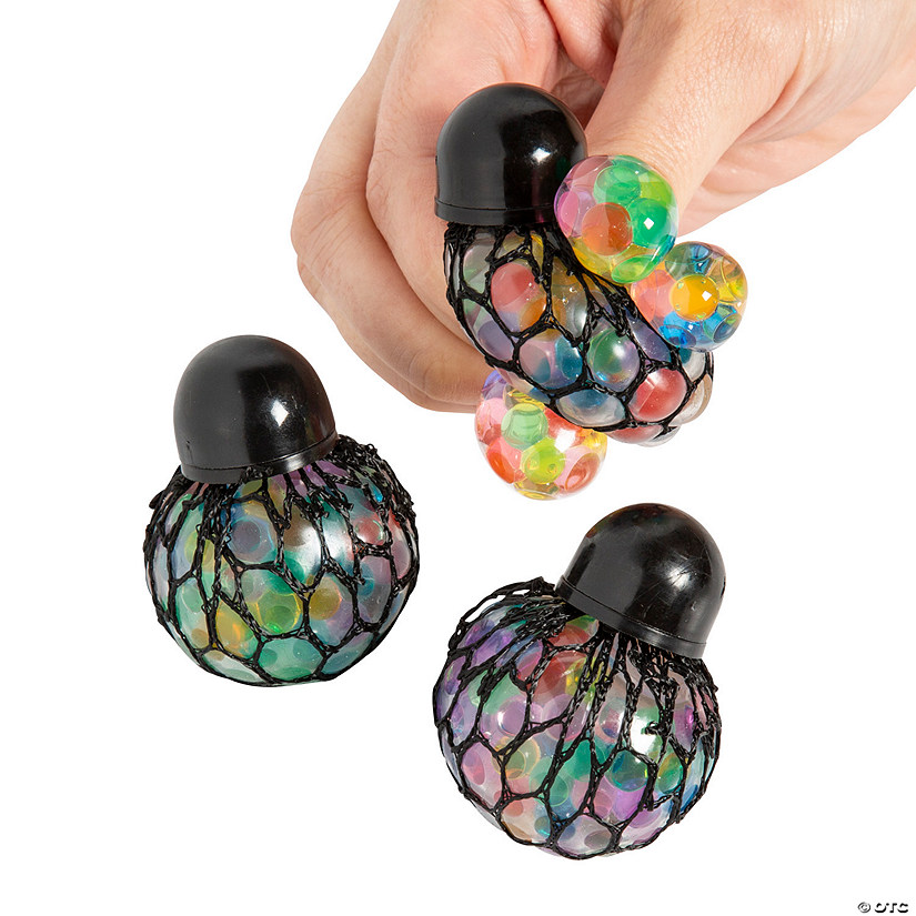 1 1/2" Mini Mesh Bright Multicolor Gel Bead Stress Balls - 24 Pc. Image