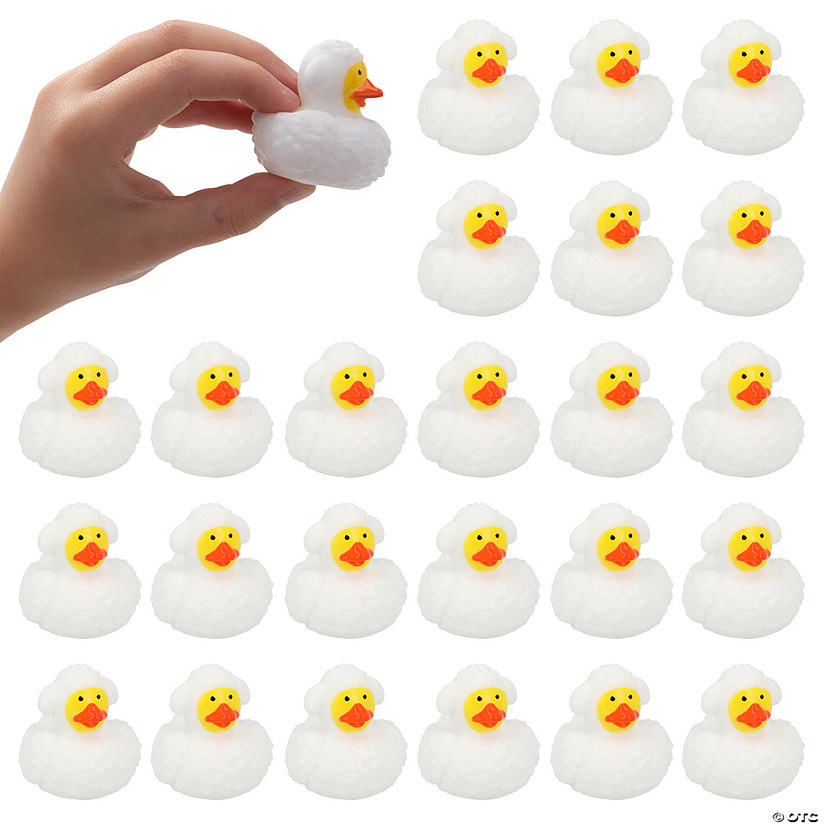 1 1/2" Mini White Religious Lamb Rubber Ducks &amp;#8211; 24 Pc.  Image