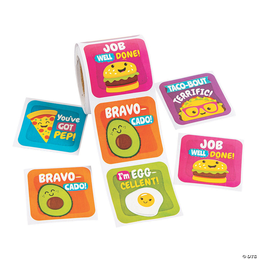 1 1/2" Motivational Funtastic Food Friends Sticker Roll - 100 Pc. Image