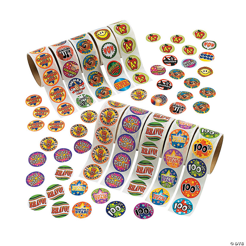 1 1/2" Motivational Reward Rolls of Stickers Assortment - 1000 Stickers Image