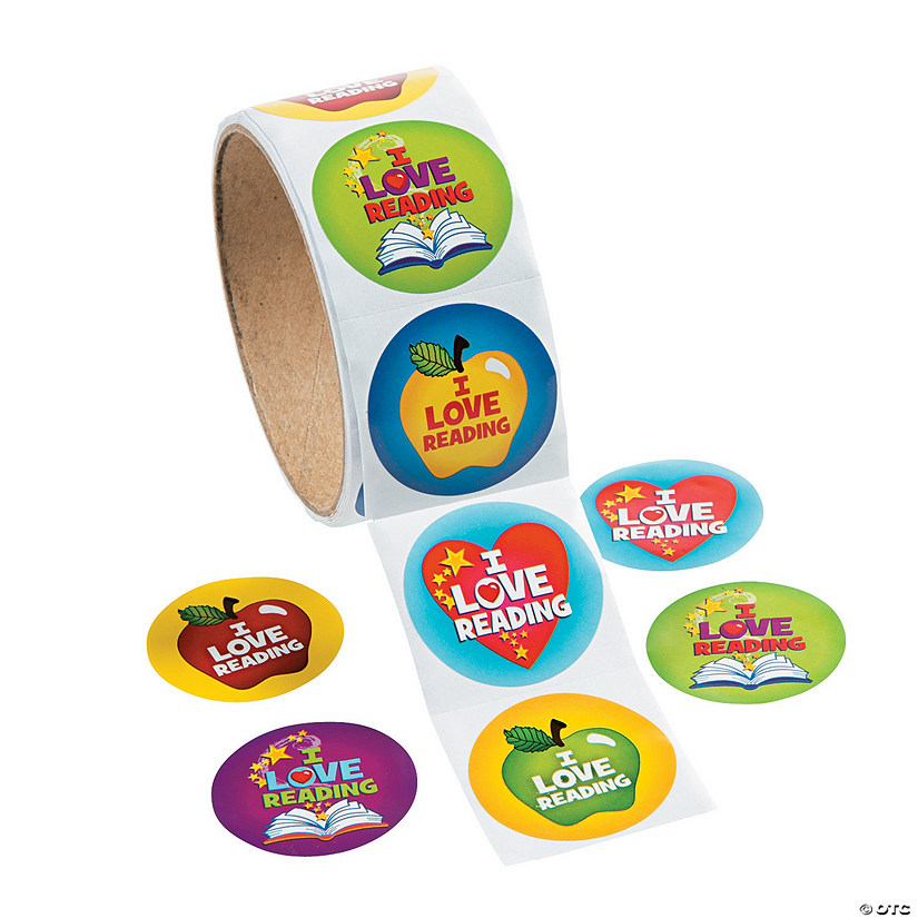 1 1/2" Multicolor I Love Reading Paper Sticker Roll - 100 Pc. Image