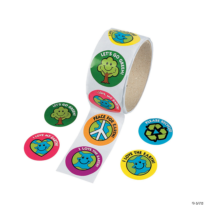 1 1/2" Multicolor Save the Earth Paper Sticker Roll &#8211; 100 Pc. Image