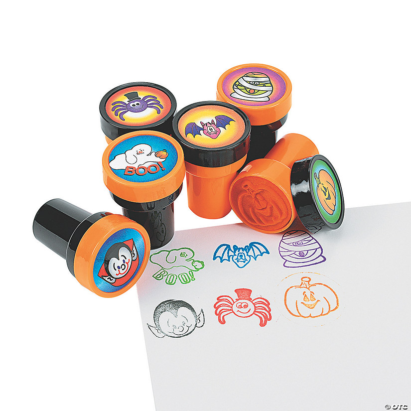 1 1/2" Orange and Black Halloween Character Stampers - 24 Pc. Image