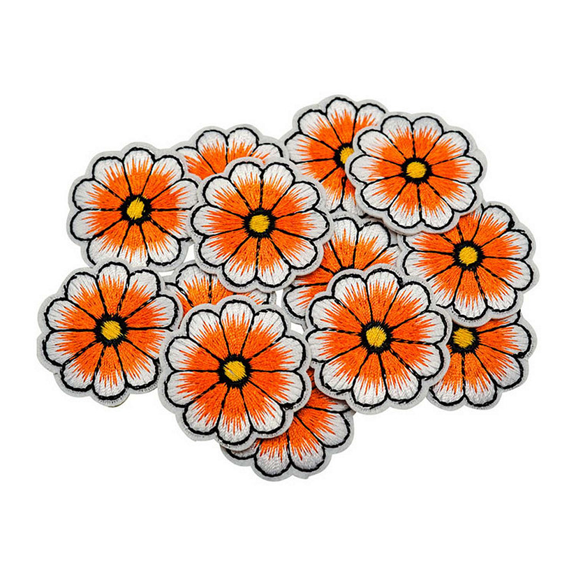 1 1/2" Orange Daisy Flower Iron On Patch 72 Pack Image