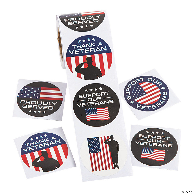 1 1/2" Veteran Support Paper Sticker Roll - 100 Pc. Image