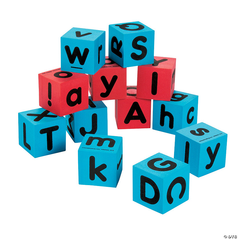 1 1/2" x 1 1/2" Red & Blue Foam Alphabet Dice - 12 Pc. Image