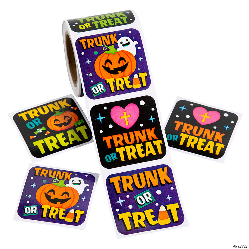 1 1/2" x 1 1/2" Religious Halloween Trunk-or-Treat Sticker Roll - 100 Pc. Image